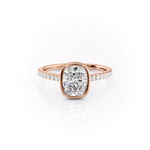 The Pave Charlotte Set With A 3 Carat Elongated Cushion Moissanite