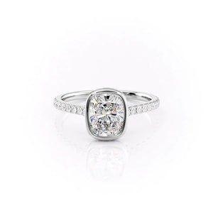 The Pave Charlotte Set With A 1.5 Carat Elongated Cushion Lab Diamond