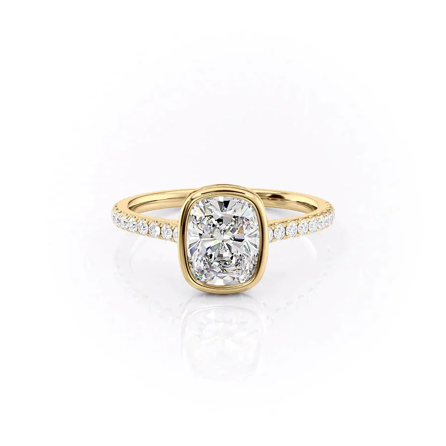 The Pave Charlotte Set With A 1 Carat Elongated Cushion Lab Diamond