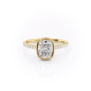 The Pave Charlotte Set With A 2.5 Carat Elongated Cushion Lab Diamond