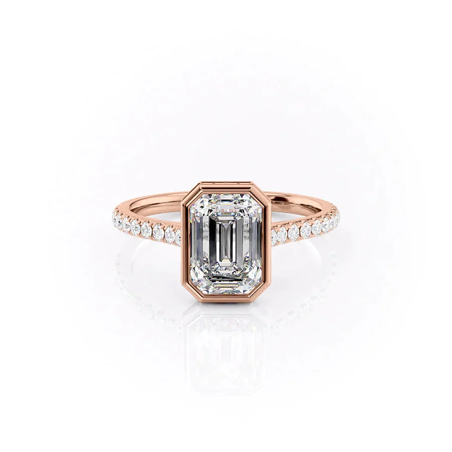 The Pave Charlotte Set With A 4 Carat Emerald Moissanite