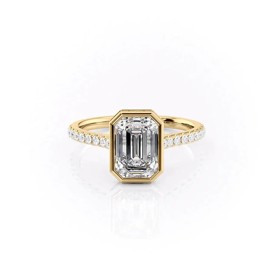 The Pave Charlotte Set With A 2 Carat Emerald Moissanite