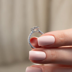 The Pave Charlotte Set With A Emerald Moissanite