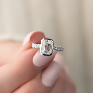 The Pave Charlotte Set With A 2 Carat Emerald Lab Diamond
