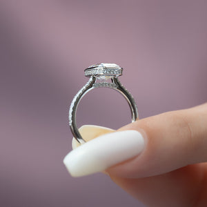 The Pave Charlotte Set With A Emerald Moissanite