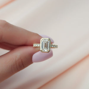 The Pave Charlotte Set With A 1.5 Carat Emerald Lab Diamond