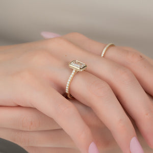 The Pave Charlotte Set With A 1.5 Carat Emerald Lab Diamond