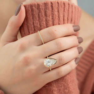 The Pave Charlotte Set With A 1.5 Carat Pear Lab Diamond