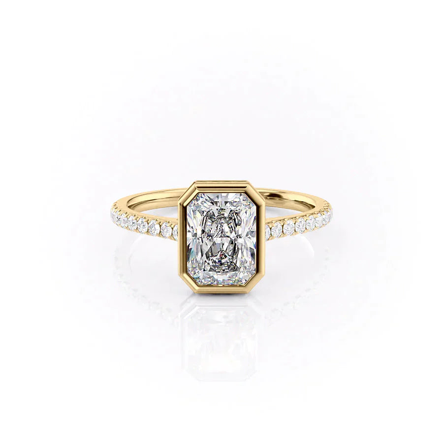 The Pave Charlotte Set With A 1.5 Carat Radiant Moissanite