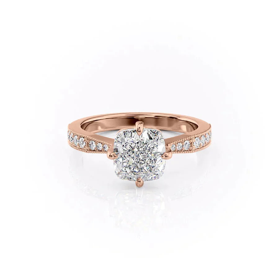 The Rebecca Set With A 3 Carat Cushion Moissanite