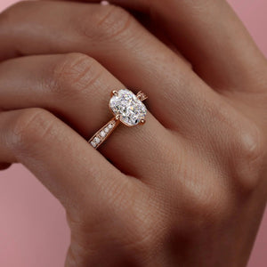 The Rebecca Set With A 1 Carat Elongated Cushion Moissanite