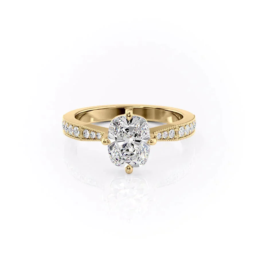The Rebecca Set With A 1 Carat Elongated Cushion Lab Diamond
