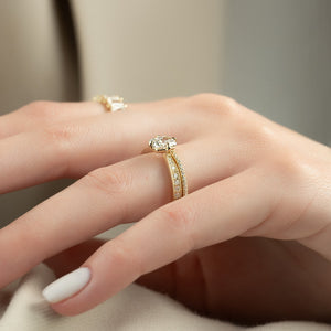 The Rebecca Set With A Elongated Cushion Moissanite