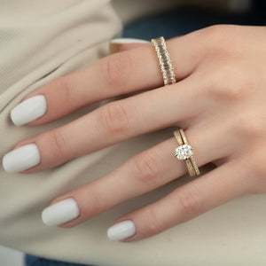 The Rebecca Set With A 2 Carat Elongated Cushion Lab Diamond