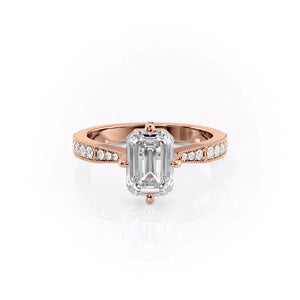 The Rebecca Set With A 3.5 Carat Emerald Moissanite
