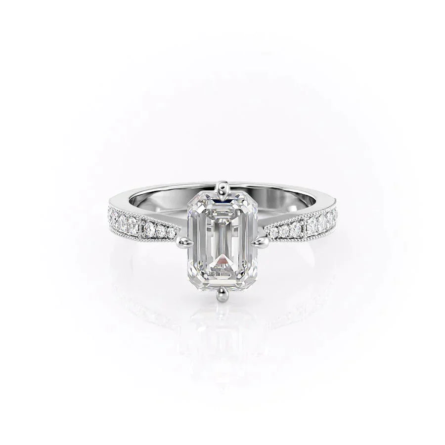 The Rebecca Set With A 1.5 Carat Emerald Lab Diamond