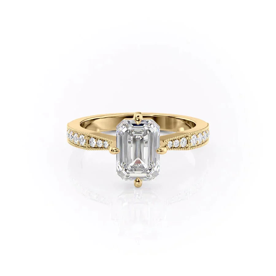 The Rebecca Set With A 5 Carat Emerald Moissanite