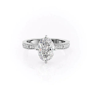 The Rebecca Set With A 4 Carat Oval Moissanite