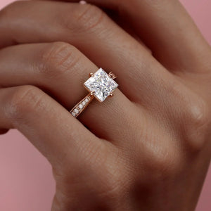 The Rebecca Set With A 5 Carat Princess Moissanite
