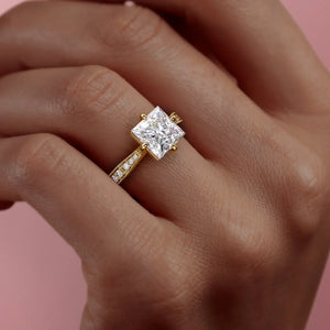 The Rebecca Set With A 4 Carat Princess Moissanite