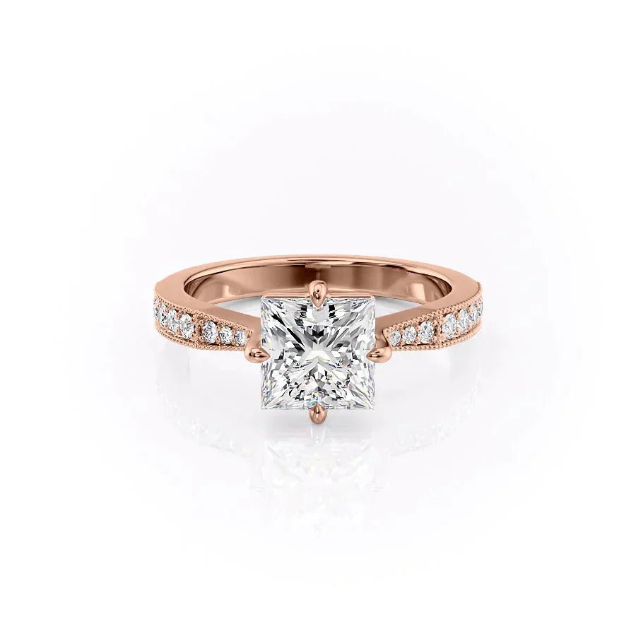 The Rebecca Set With A 3.5 Carat Princess Moissanite
