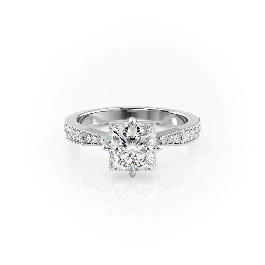 The Rebecca Set With A 1.5 Carat Princess Moissanite