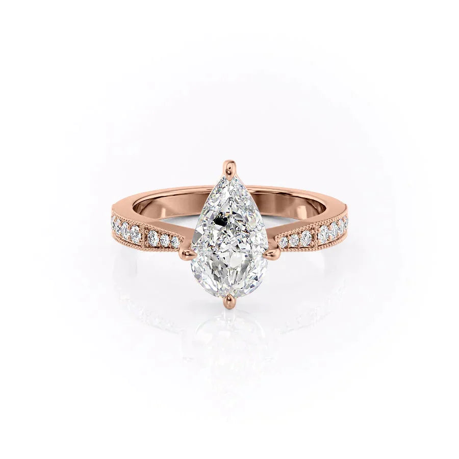 The Rebecca Set With A 1 Carat Pear Lab Diamond