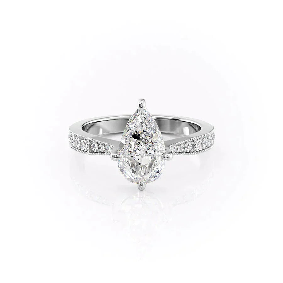 The Rebecca Set With A 1.5 Carat Pear Lab Diamond