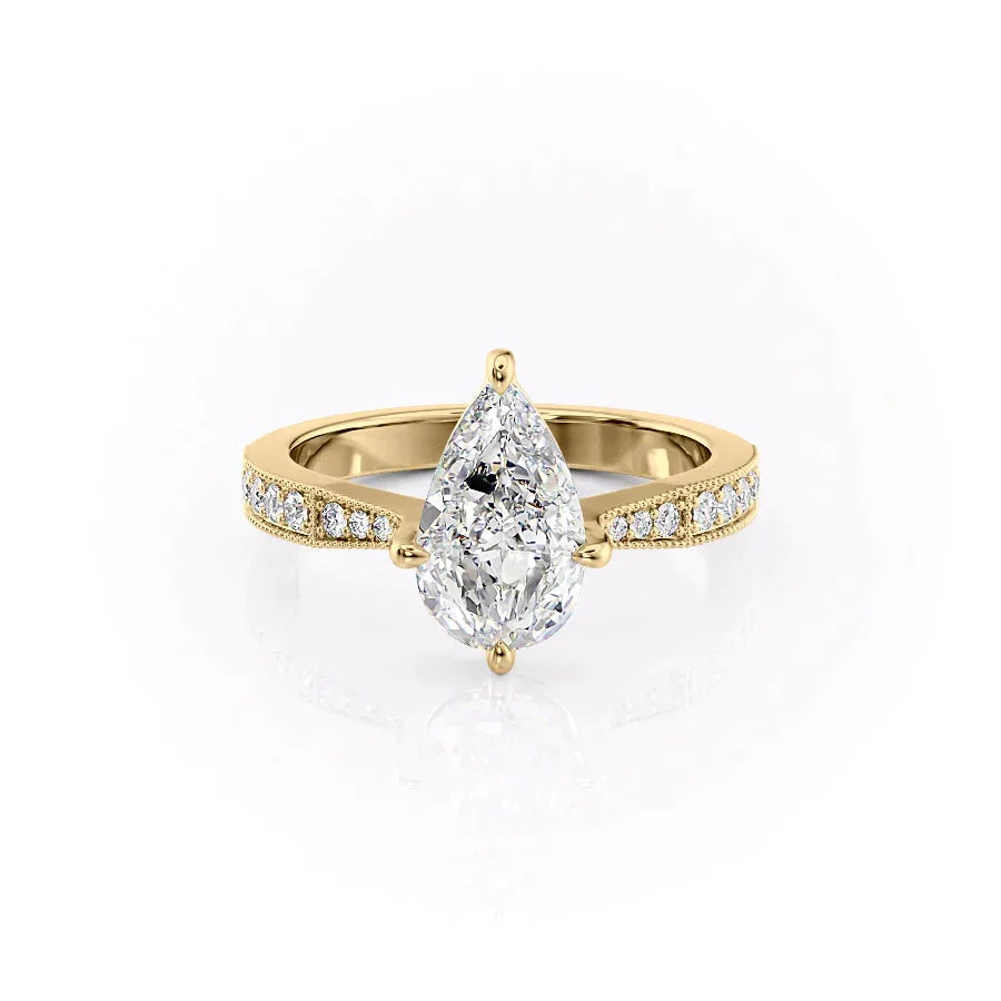 The Rebecca Set With A 3.5 Carat Pear Moissanite