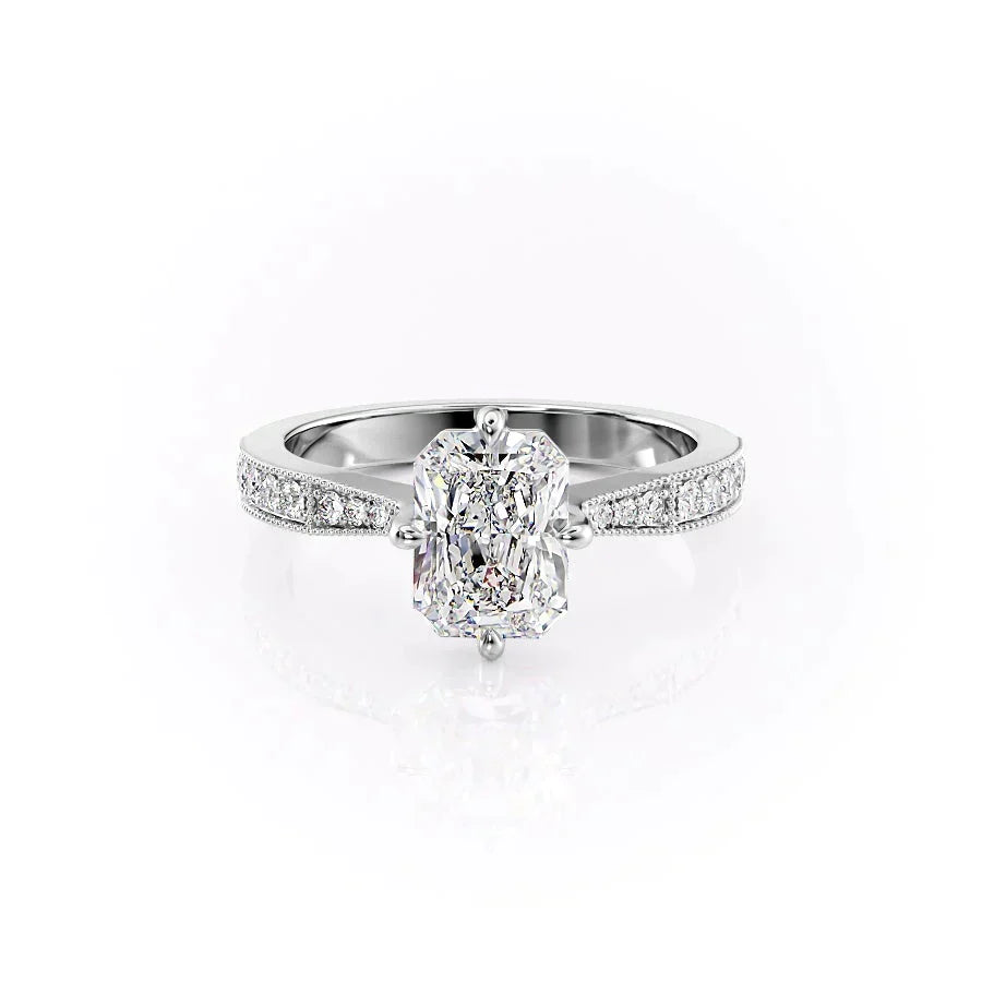 The Rebecca Set With A 2.5 Carat Radiant Moissanite