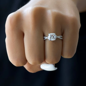 The Angelina Set With A 2 Carat Cushion Moissanite
