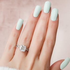 The Angelina Set With A 2 Carat Cushion Moissanite
