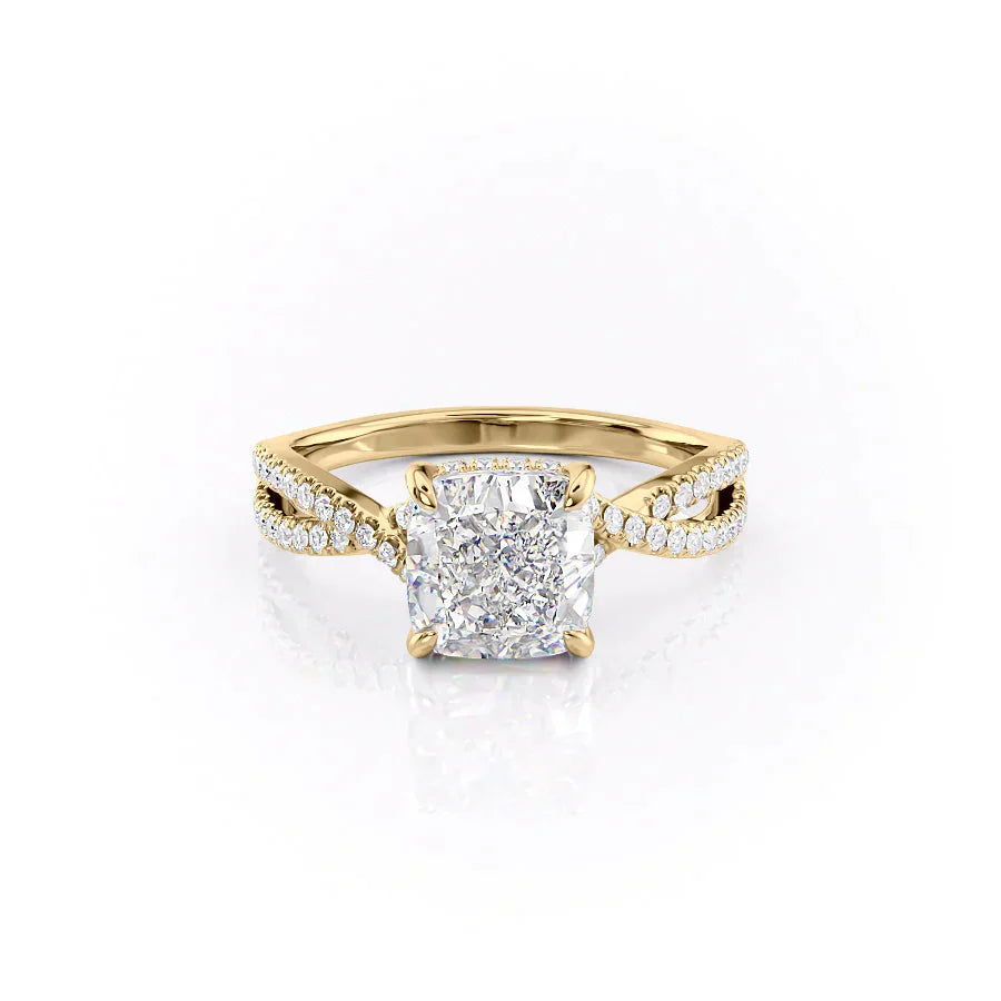 The Angelina Set With A 2 Carat Cushion Moissanite