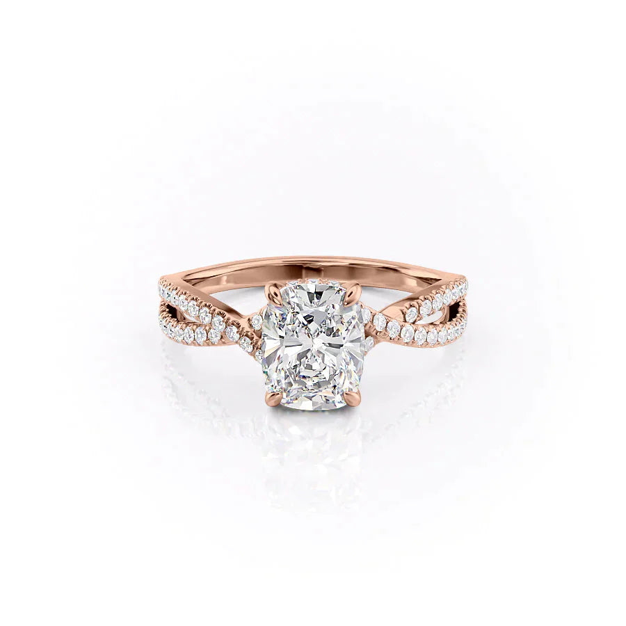 The Angelina Set With A 3 Carat Elongated Cushion Lab Diamond