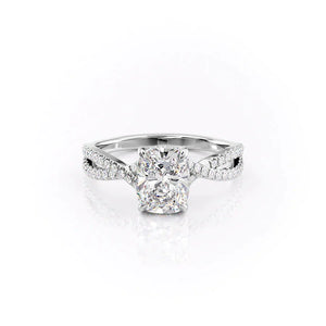 The Angelina Set With A 5 Carat Elongated Cushion Moissanite