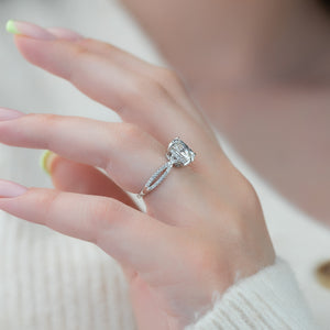 The Angelina Set With A 1 Carat Elongated Cushion Moissanite