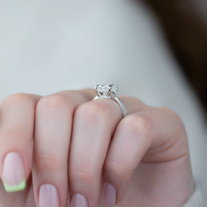 The Angelina Set With A 1 Carat Elongated Cushion Moissanite