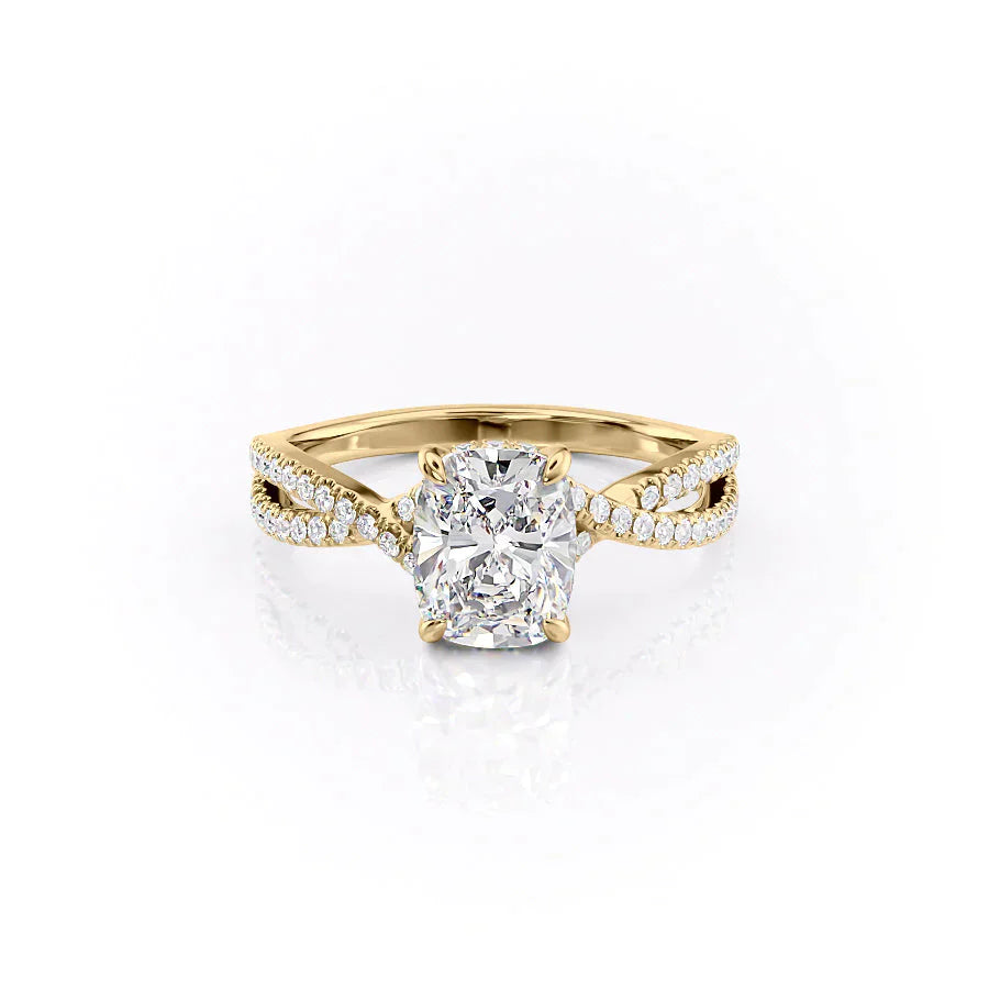 The Angelina Set With A 2 Carat Elongated Cushion Lab Diamond