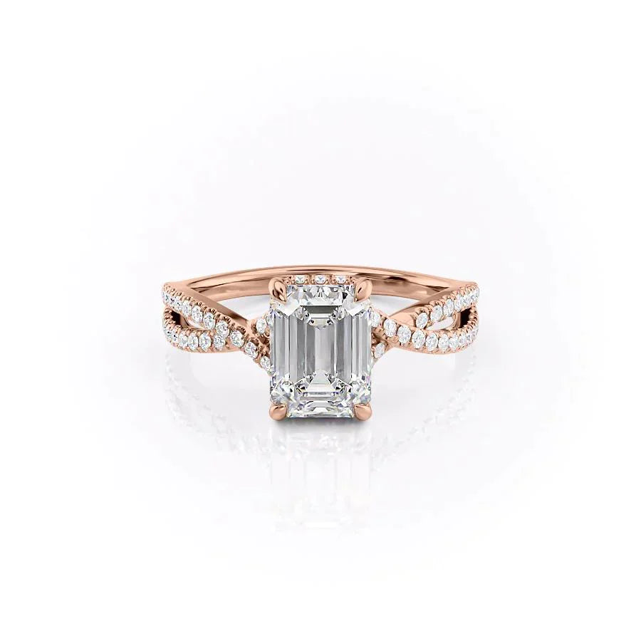 The Angelina Set With A 2 Carat Emerald Moissanite