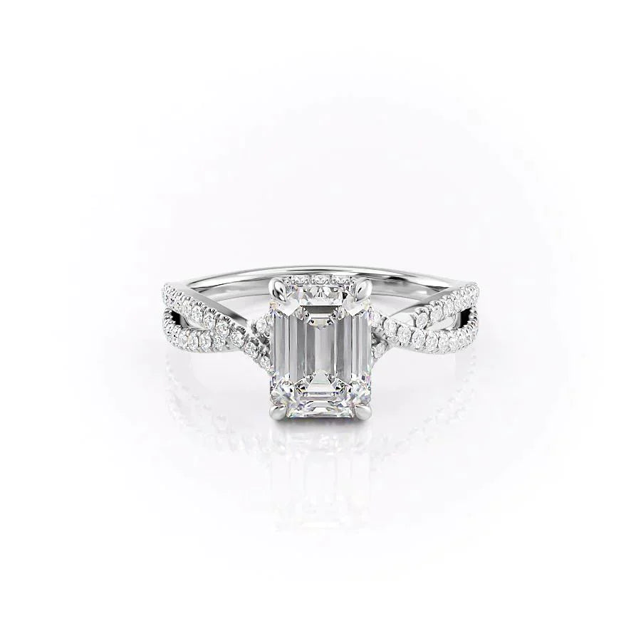 The Angelina Set With A 1.5 Carat Emerald Moissanite