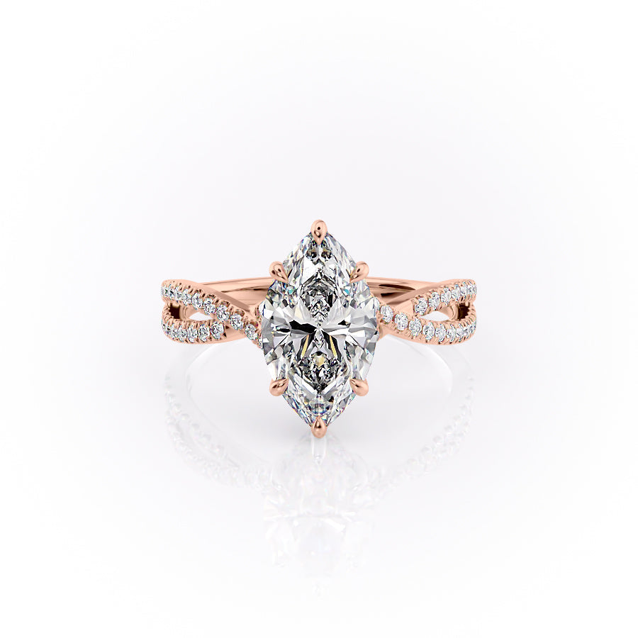 The Angelina Set With A 4.5 Carat Marquise Moissanite