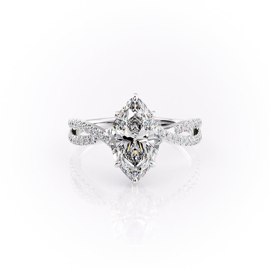 The Angelina Set With A 1.5 Carat Marquise Lab Diamond