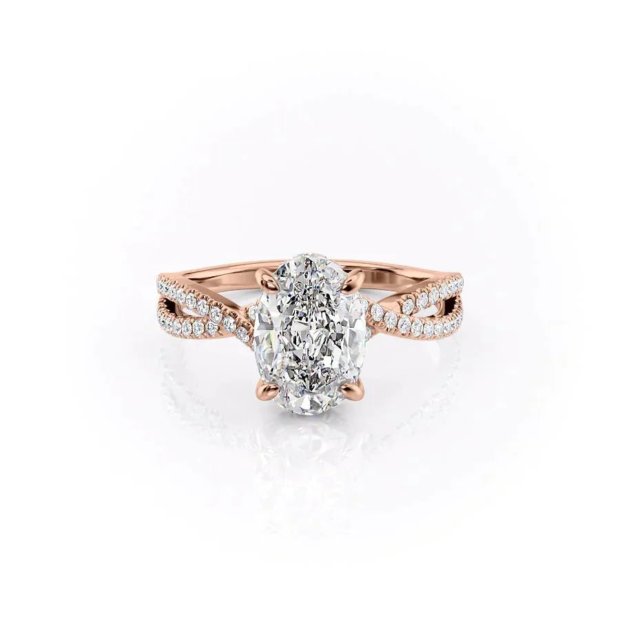 The Angelina Set With A 5 Carat Oval Moissanite