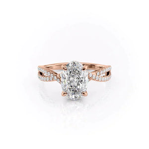The Angelina Set With A 1.5 Carat Oval Moissanite