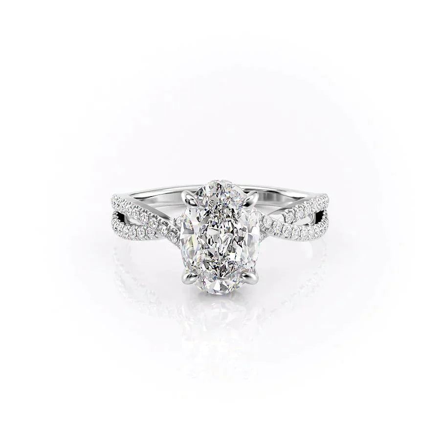 The Angelina Set With A 1.5 Carat Oval Moissanite