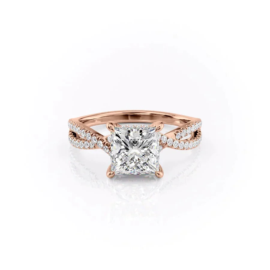 The Angelina Set With A 2.5 Carat Princess Lab Diamond