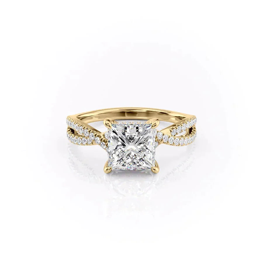 The Angelina Set With A 1 Carat Princess Moissanite