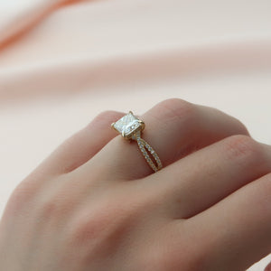 The Angelina Set With A 1 Carat Princess Lab Diamond