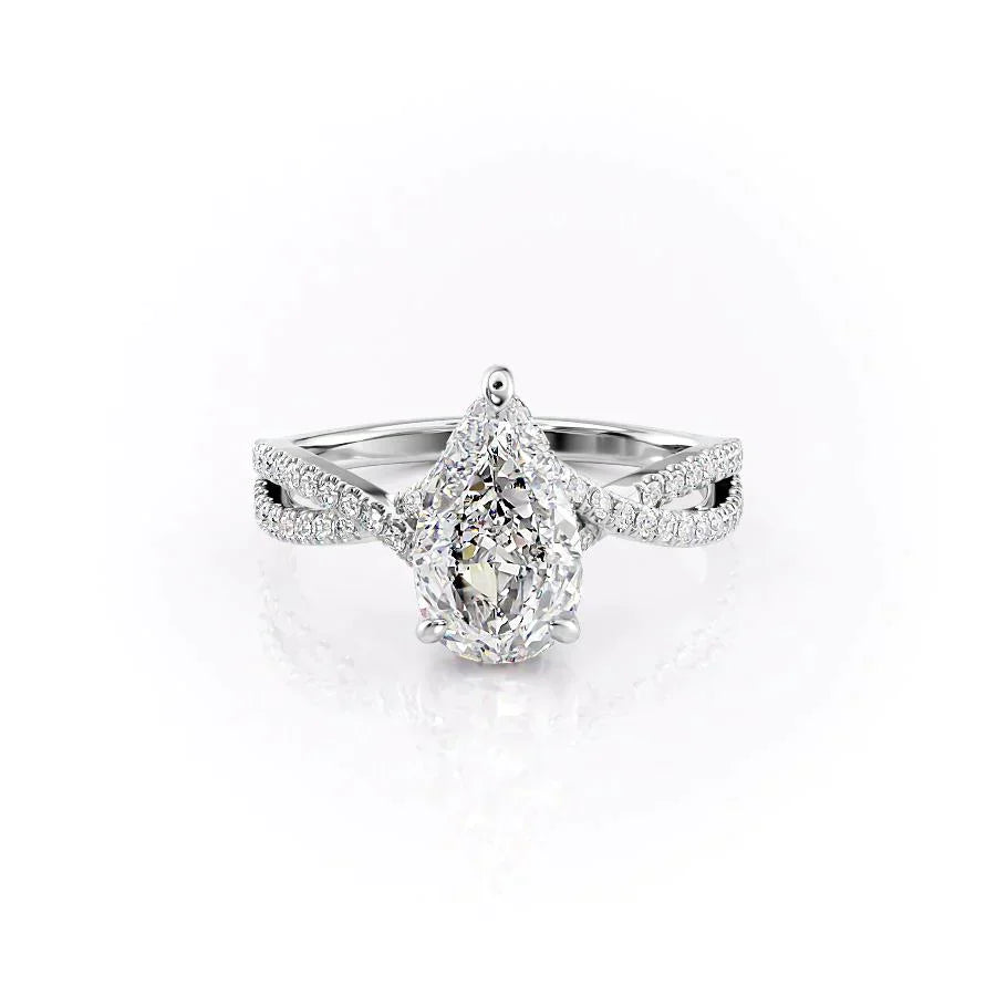 The Angelina Set With A 4 Carat Pear Moissanite
