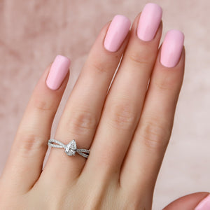 The Angelina Set With A 1 Carat Pear Lab Diamond